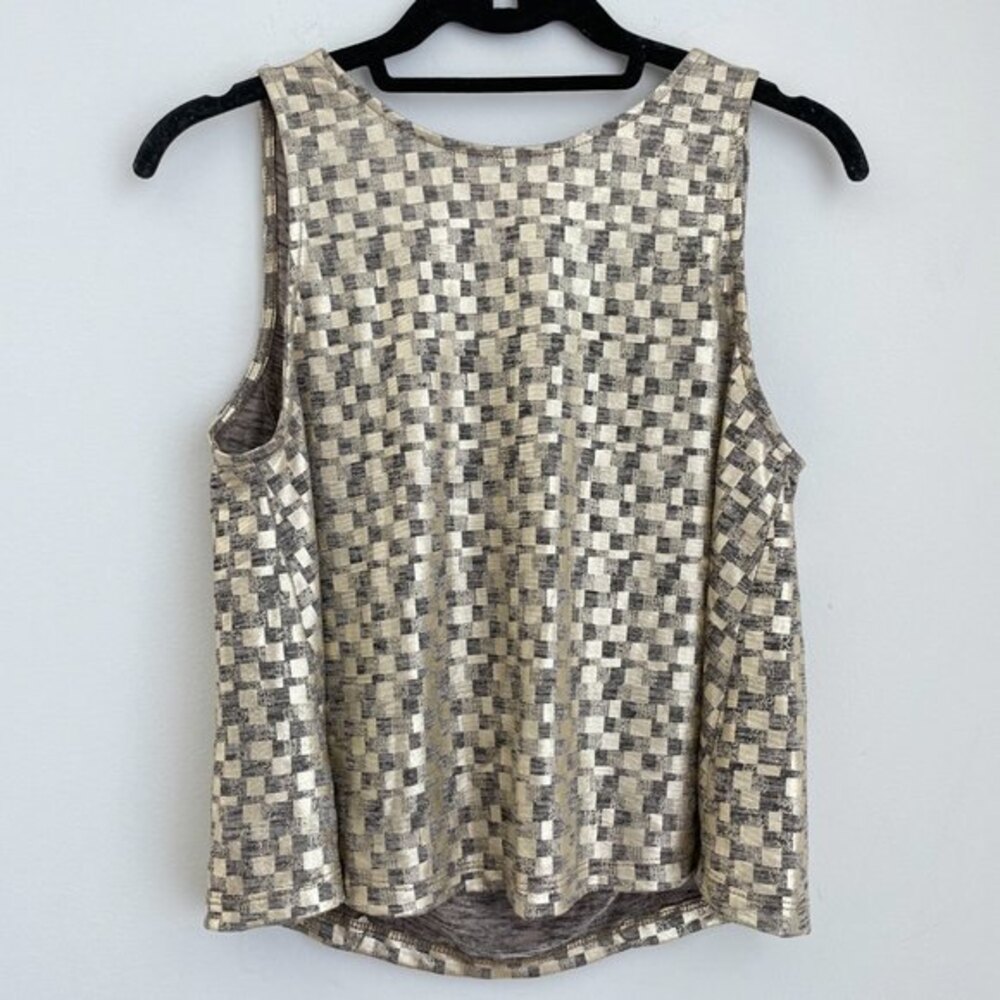 June & Hudson Metallic Cowl Back Wide Neck Cropped Tank Top Size Small